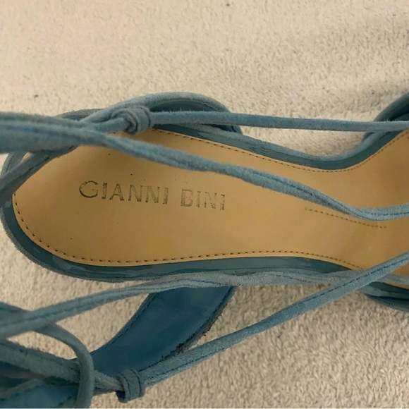 Gianni Bini Womens Keelin Light Blue Suede Block Lace Up Heel Sandals Size 9M - Picture 4 of 7